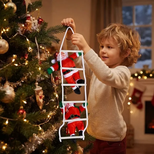 Papá Noel Trepador Escalera Colgante Deco Navidad Adorno Rojo