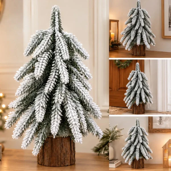 Adorno Arbolito De Navidad Decoración Pino Verde Nevado Verde Pino Verde Nevado