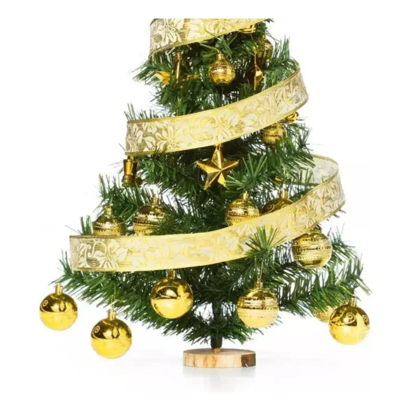 Árbol Navidad Fabesa 80cm Verde Mini Pino Deco Incluye 30 Adornos Oro