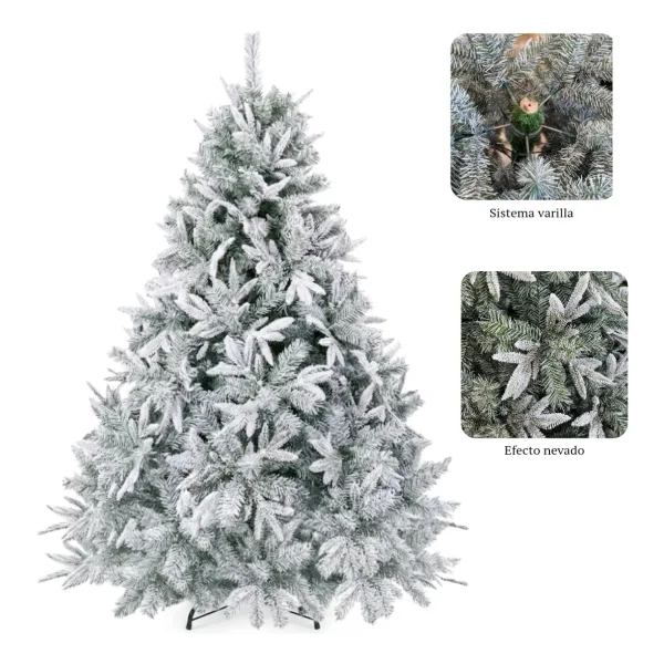 Arbol De Navidad Fabesa Pino Nevado Flock 1.50mts Base Metal Nevado