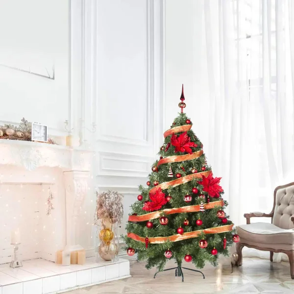 Arbol Navidad Montañes Deluxe 1.30mts Con Adornos Rojo