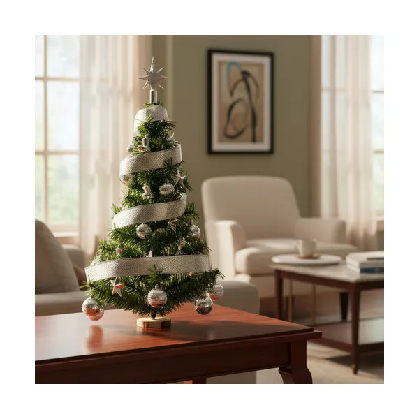 Arbolito De Navidad 80cm Con Adornos 30 Piezas Plata