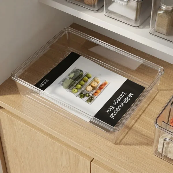 Organizador Heladera Recipiente Acrilico Multiuso 30x20x10cm Transparente