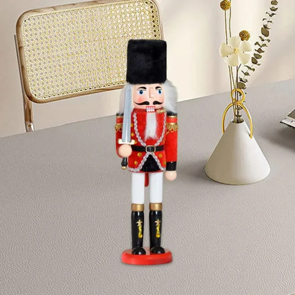 Cascanueces Soldado De Madera 30 Cm Adorno Navidad Madera Rojo