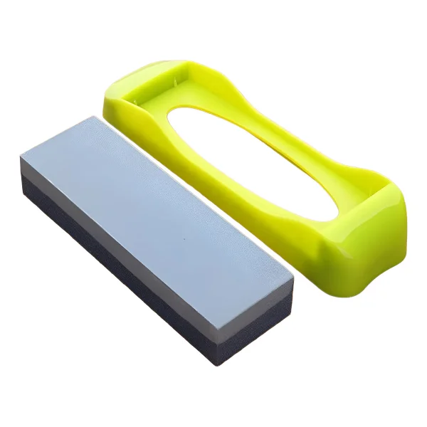 Piedra De Afilar Doble Faz Base Antideslizante Amarillo