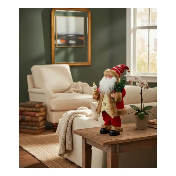 Papa Noel 35cm Muñeco Navideño Decoracion Con Luz Y Sonido Color Rojo