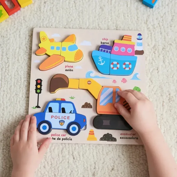 Juego De Encastre Rompecabezas 3d Madera Didáctico Niños Insectos