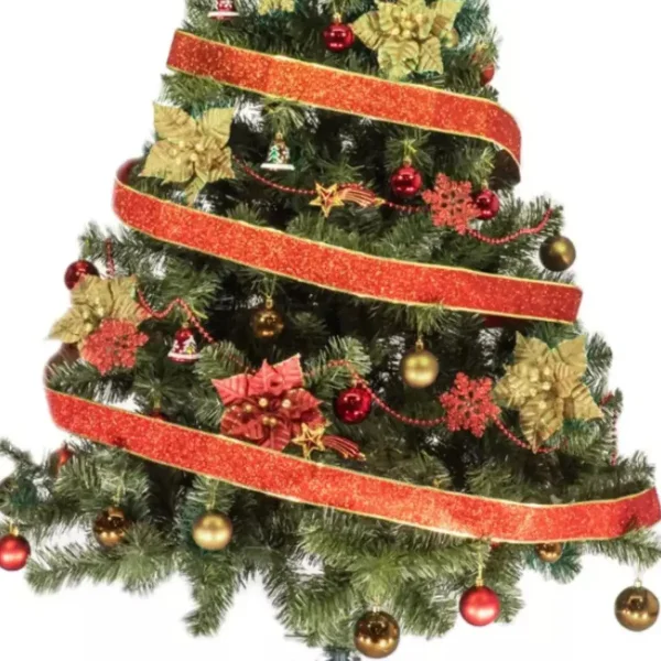 Arbol Navidad Tronador 1,80mts + Kit 60 Rojo Oro Cybermonday Verde