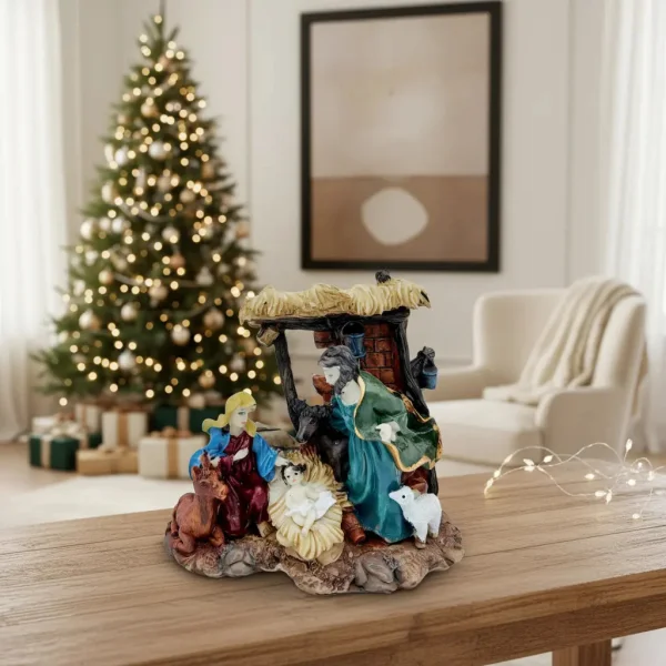 Pesebre Navideño Resina Artesanal Adorno Nacimiento Figuras