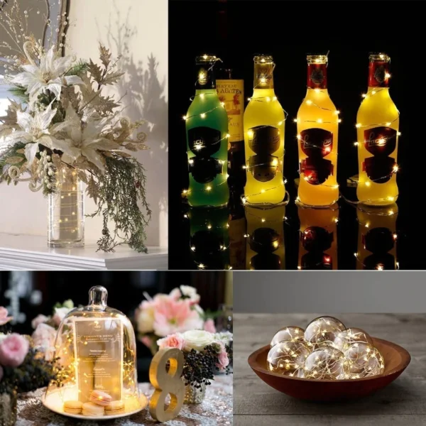 Tira De Luces Alambre Led 3mt Corcho X10u Botella Decoracion