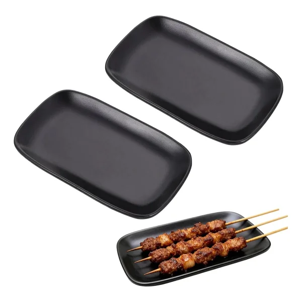 Set X3 Bandejas Para Servir Sushi Multiuso Rectangulares Negro