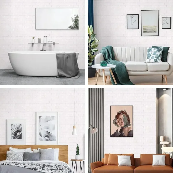 Placas Autoadhesivas Decorativas Pared Ladrillo 3d Pack X10 Blanco