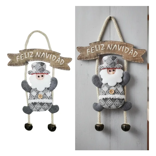 Adorno Colgante Para Puerta Decoración Navideña Deco Navidad Gris