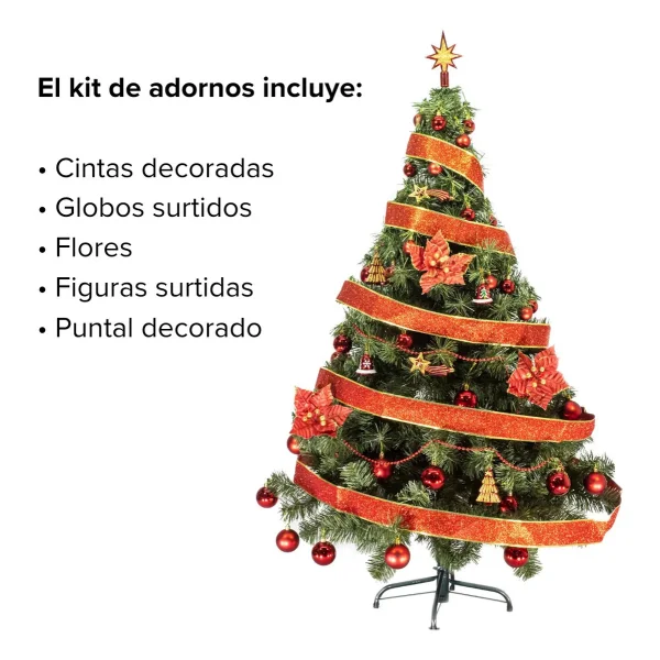 Arbol De Navidad Tronador Lujo 1,50mts Con Adornos Kit X40