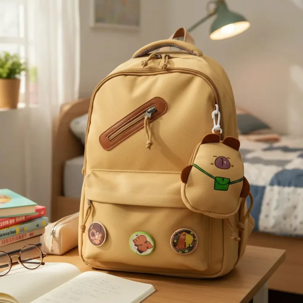 Mochila Infantil Escolar Urbana Capibara Con Monedero