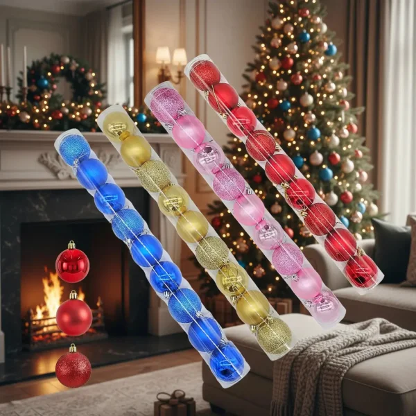 Adornos Navideños Premium Tubo Bolas De Navidad 6cm X90 Udes