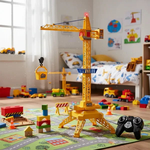 Grua Torre A Control Remoto Cable Luz Sonido Juguete Niños Naranja