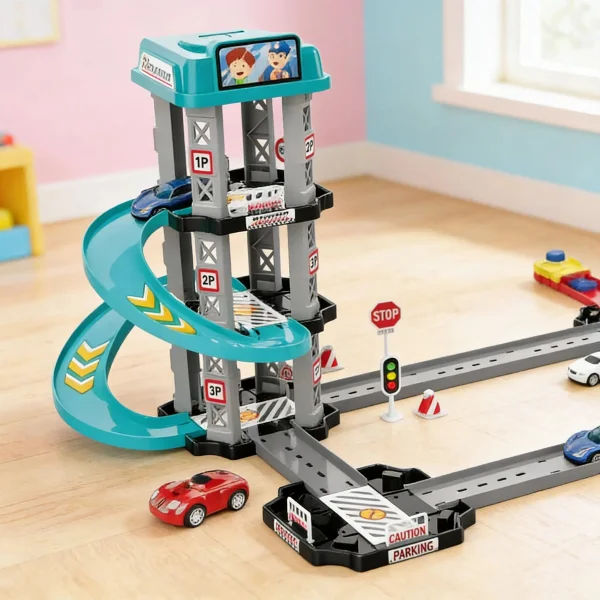 Pista Autos Garage 5 Niveles Rampas Circuito Juguete Niño Celeste