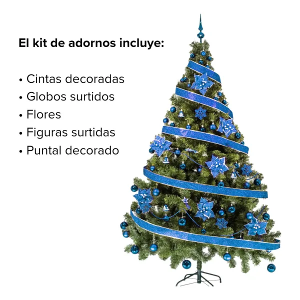 Arbol De Navidad Tronador Lujo 2,10mts Con Adornos Kit X60