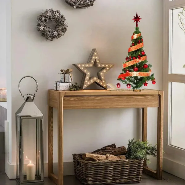 Arbolito De Navidad 80cm Con Adornos 30 Piezas Rojo Rojo