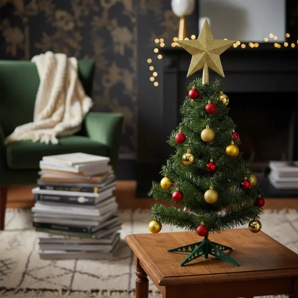 Arbol De Navidad Decorado Arbolito 90cm Pino Carioca Color Rojo/oro