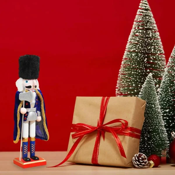 Cascanueces Soldado Adorno De Madera 38 Cm Navidad Azul