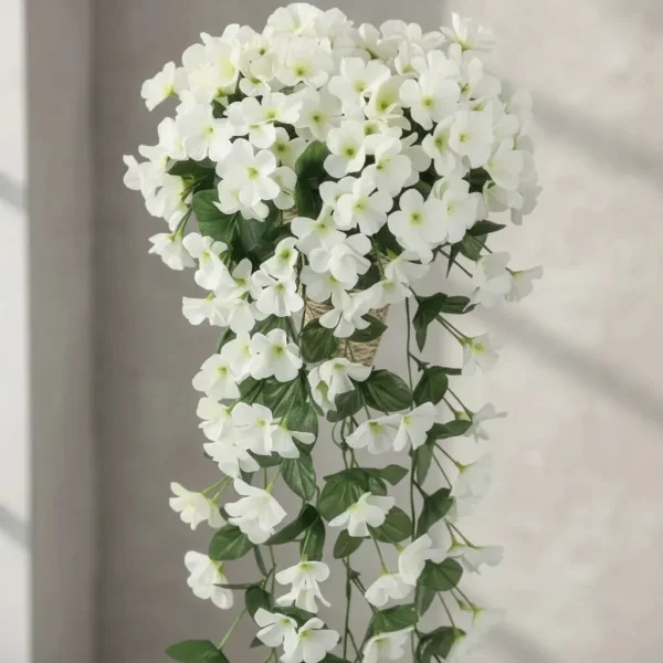 Ramo Flor Planta Colgante Pack X2 Jardin Artificial Interior Blanco