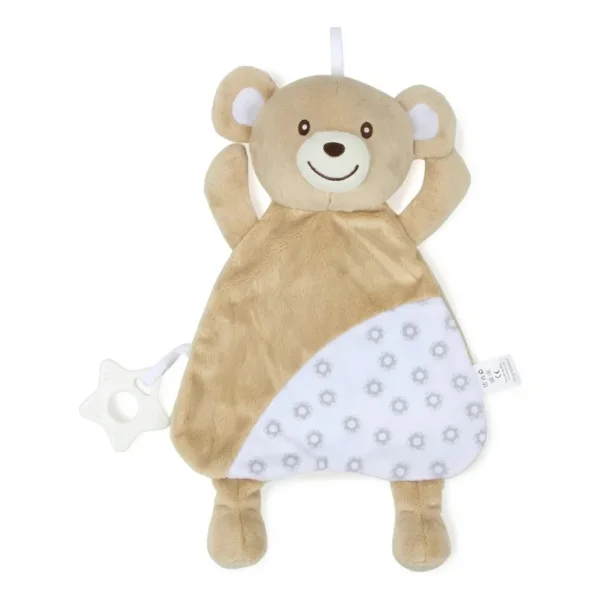 Peluche Apego Osito Sonajero Mordillo Bebé 30cm Super Suave Marrón Claro