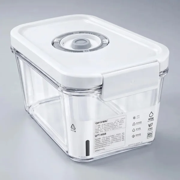 Taper Hermético 1700ml Válvula Vacío Sin Bomba Freezer Transparente