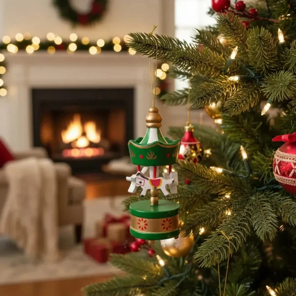 Set Adornos Carrusel Colgante Navideño Decoración Pack X6 Rojo