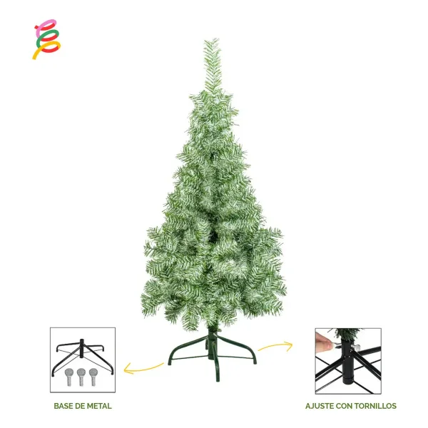 Árbol De Navidad Arbolito Slim Nevado 1.20mts Base Metal