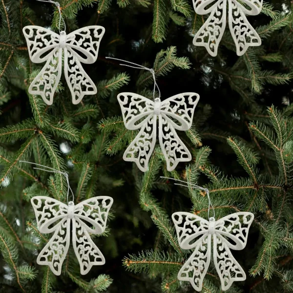 Adorno Colgante Navidad Moño Para Decoración Navideño X2 Gris Moño Para Decoración