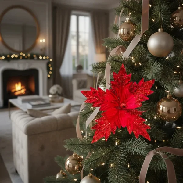 Flor 20cm Para Arbol De Navidad Adornos Decoracion X4u