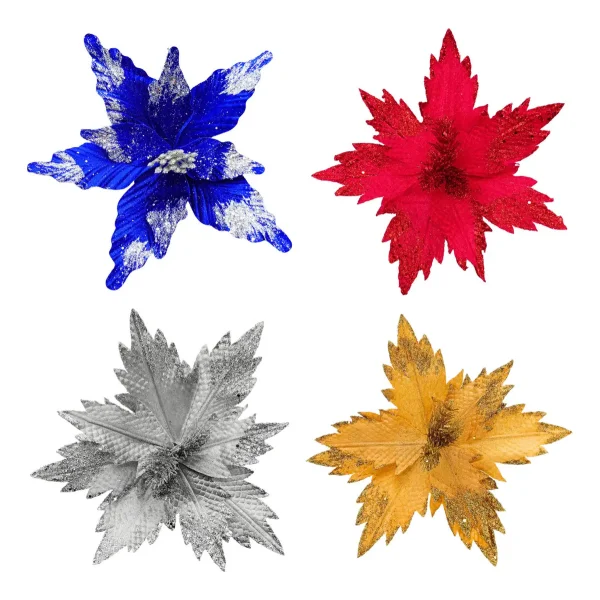 Flor 25cm Azul Arbol De Navidad Adornos Decoracion Azul Estrella