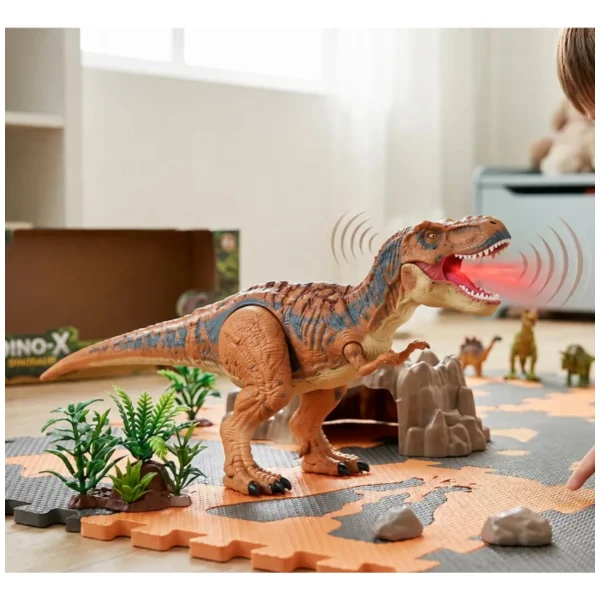 Dinosaurio Robot T-rex Articulado Eléctrico Con Luz Y Sonido T-rex Marrón