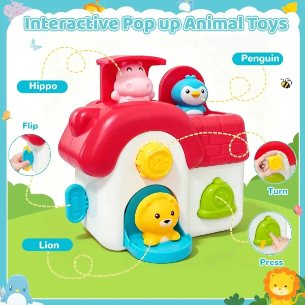 Juguete Interactivo Casa Pop Up Animales Botones Bebe