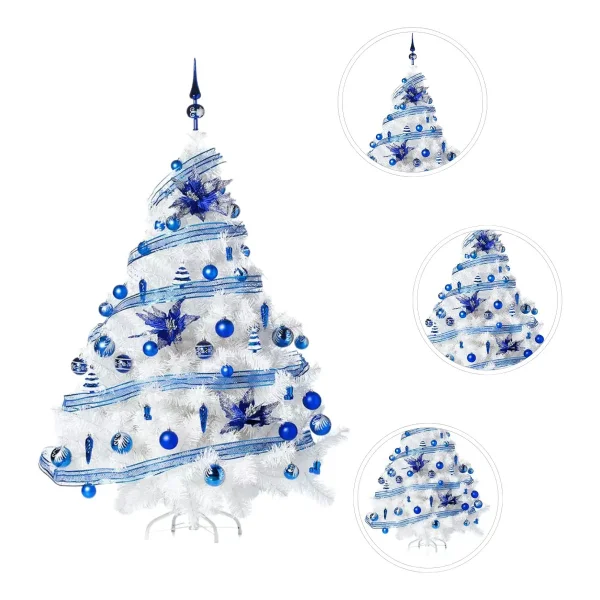 Arbol Navidad Montañes Deluxe Blanco 1.80mt Adornos Deco Azul