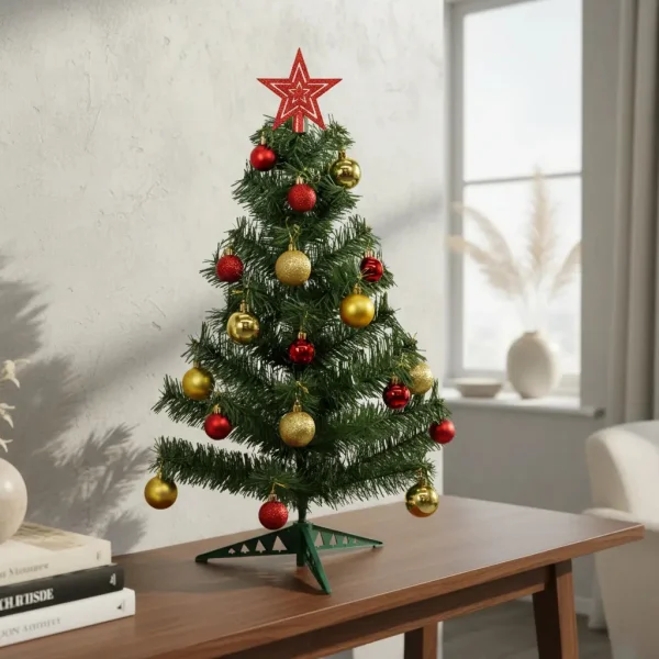 Arbol De Navidad Decorado Arbolito 90cm Pino Carioca Color Rojo/oro