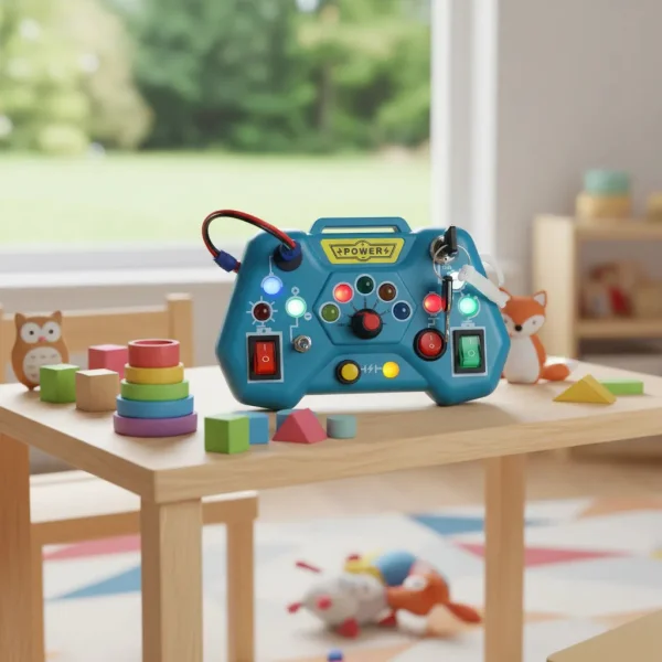 Tablero Sensorial Montessori Luces Led Botones Juguete Niños Azul