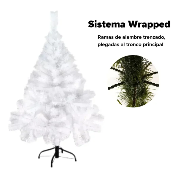 Arbol De Navidad Blanco Tronador Lujo 1,20mts Decorado Rosa