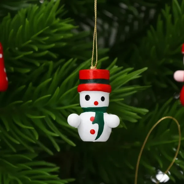 Set X10 Adornos Navideños Colgantes Madera Arbol Navidad Rojo