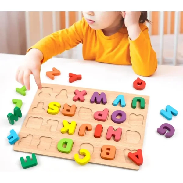 Juguete Didactico Madera Letras Abecedario Puzzle Colores