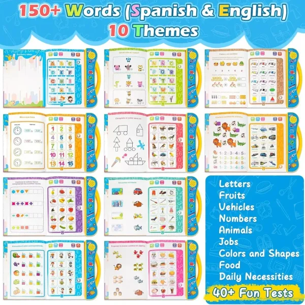 Libro Didactivo Interactivo Tactil Bilingüe Con Sonido Niños Celeste