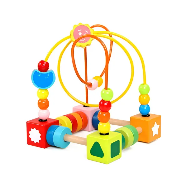 Juego Didactico De Madera Laberinto Actividades Para Bebes Color Amarillo