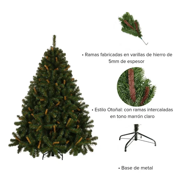 Arbol De Navidad Verde Alpino 1.5mts Base Metalica