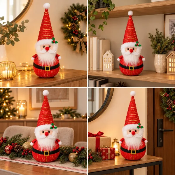 Muñeco Papa Noel Navidad Adorno Navideño Decorativo 30x14cm Rojo
