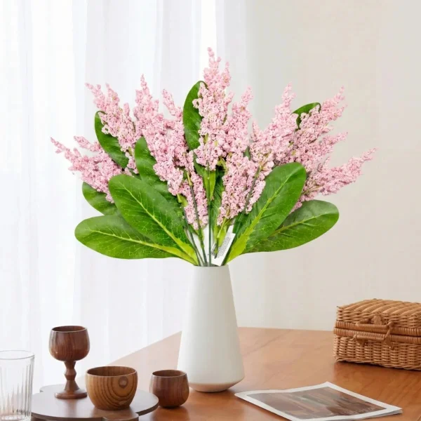 Flor Artificial Ramo Lavanda Astilbe Decoración Hogar 40cm Rosa Claro