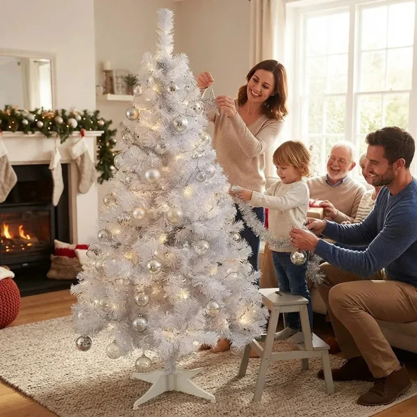 Arbol De Navidad Canadian Spruce Blanco Plata 1.80 Mts