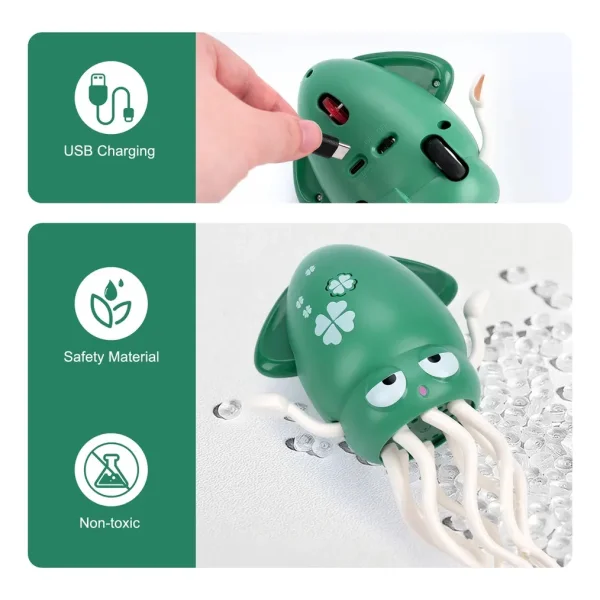 Pulpo Calamar Bailarín Juguete Bebé Niños Luz Musica Usb Verde