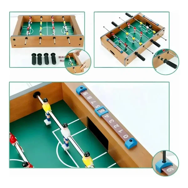 Juego De Mesa Mini Futbolito Metegol De Madera Marron